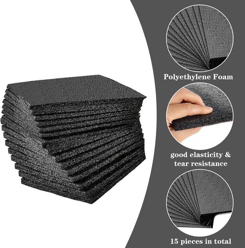Lemecima 15 قطعة 12" × 8" × 0.5" ورق فوم بولي إيثيلين أسود للتغليف، الشحن، والتحريك - Image 3